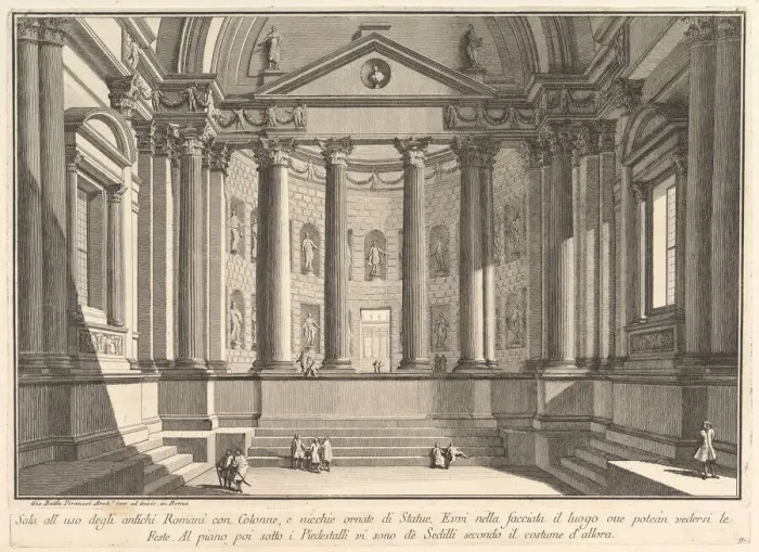 Framed Print : Colonnaded hall according to the custom of the ancient Romans, and niches adorned with Framed Print : Colonnaded hall according to the custom of the ancient Romans, and niches adorned with