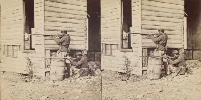 Framed Print : Colored Pickets on Duty Near Dutch Gap, 1864. Creator: E. & H. T. Anthony Framed Print : Colored Pickets on Duty Near Dutch Gap, 1864. Creator: E. & H. T. Anthony