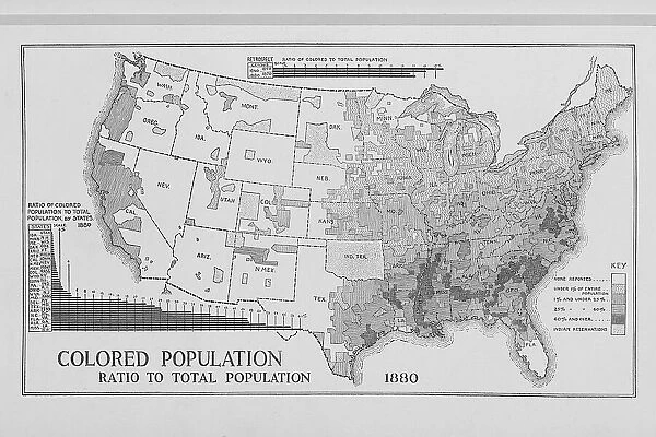 Colored population ratio to total population 1880, 1897. Creator: Unknown