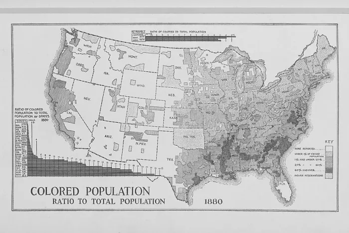 Framed Print : Colored population ratio to total population 1880, 1897. Creator: Unknown Framed Print : Colored population ratio to total population 1880, 1897. Creator: Unknown