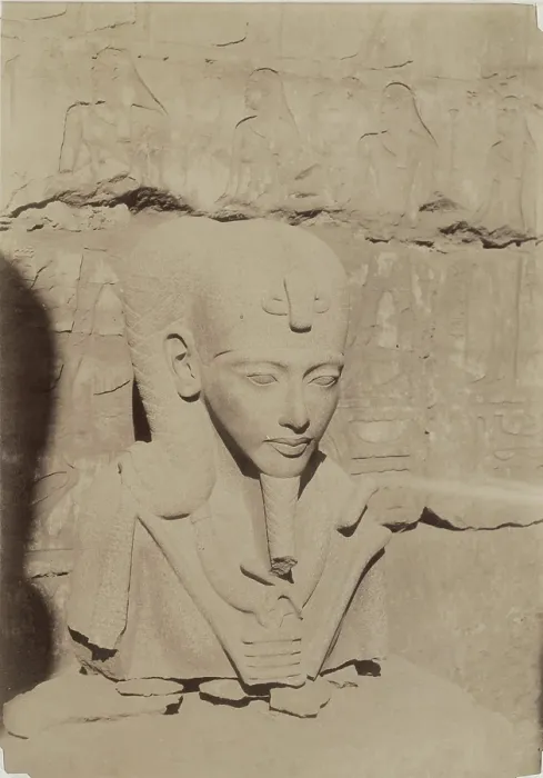 Framed Print : Colossal Head at Karnak, 1890. Creator: Anon Framed Print : Colossal Head at Karnak, 1890. Creator: Anon