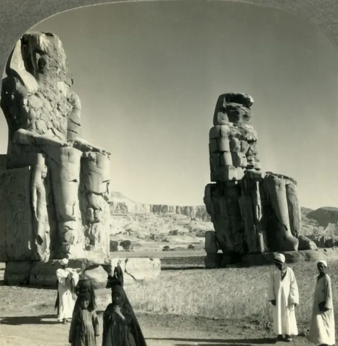 Framed Print : Colossal Memnon Statues at Thebes - the Farther One Used to Emit a Cry at Sunrise Framed Print : Colossal Memnon Statues at Thebes - the Farther One Used to Emit a Cry at Sunrise