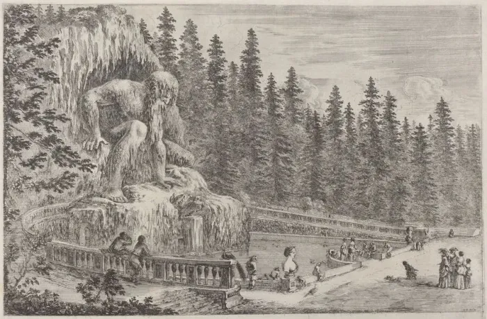 Framed Print : Colossal Statue of the Apennines, probably 1653. Creator: Stefano della Bella Framed Print : Colossal Statue of the Apennines, probably 1653. Creator: Stefano della Bella