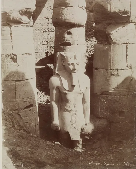 Framed Print : Colossal Statue of Ramesses II in the First Court of the Temple at Luxor, 19th century. Creator: Zangaki Framed Print : Colossal Statue of Ramesses II in the First Court of the Temple at Luxor, 19th century. Creator: Zangaki