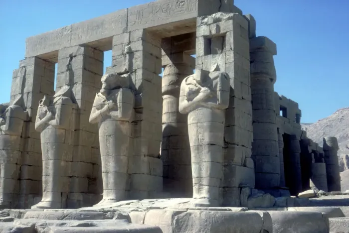 Framed Print : Colossal statues of Rameses II, The Ramesseum, Temple of Rameses II, Luxor, Egypt, c1300 BC Framed Print : Colossal statues of Rameses II, The Ramesseum, Temple of Rameses II, Luxor, Egypt, c1300 BC