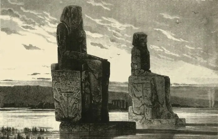 Framed Print : Colossal Staues at Thebes, 1890. Creator: Unknown Framed Print : Colossal Staues at Thebes, 1890. Creator: Unknown