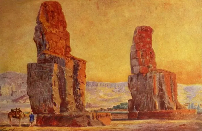 Framed Print : Colosses of Thebes, c1918-c1939. Creator: Unknown Framed Print : Colosses of Thebes, c1918-c1939. Creator: Unknown