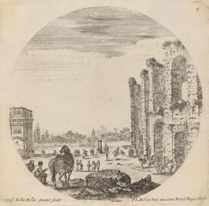 Framed Print : Colosseum and Arch of Constantine, 1646. Creator: Stefano della Bella Framed Print : Colosseum and Arch of Constantine, 1646. Creator: Stefano della Bella