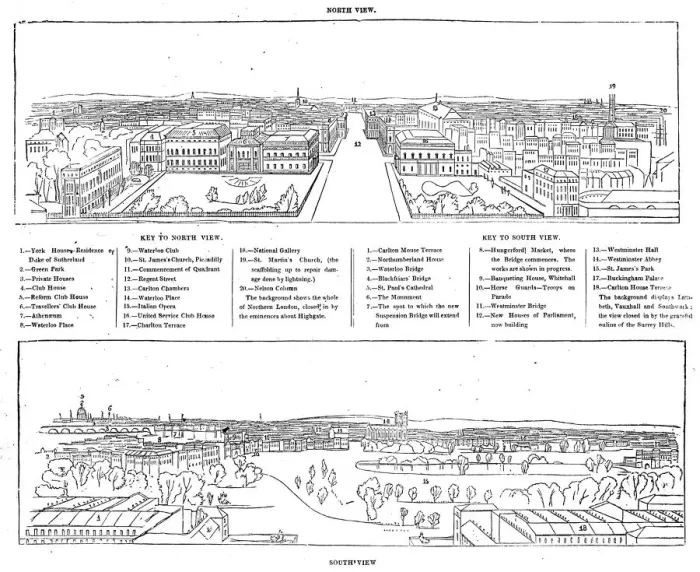 Framed Print : Colosseum print - north and south views, 1844. Creator: Ebenezer Landells Framed Print : Colosseum print - north and south views, 1844. Creator: Ebenezer Landells