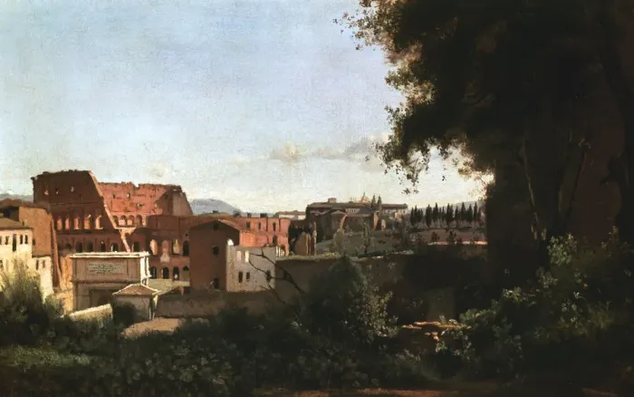 Framed Print : The Colosseum: View from the Farnese Gardens, Rome, 1826. Artist: Jean-Baptiste-Camille Corot Framed Print : The Colosseum: View from the Farnese Gardens, Rome, 1826. Artist: Jean-Baptiste-Camille Corot