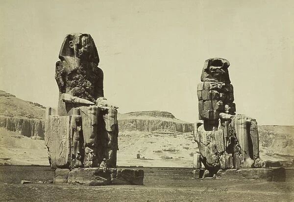 The Colossi of Memnon, Thebes, c. 1860s. Creator: Antonio Beato (British, c. 1825-1903)