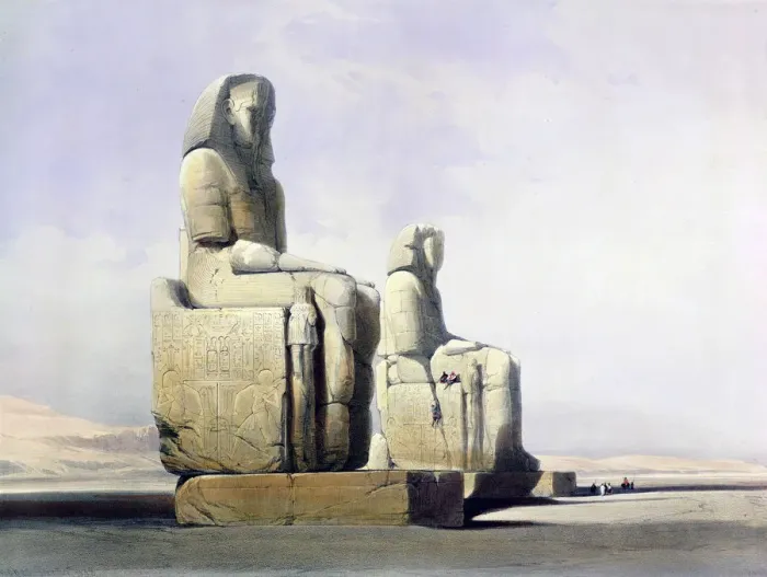 Framed Print : Detail of the Colossi of Memnon, Thebes, Egypt, December 4th 1838 (1846). Artist Framed Print : Detail of the Colossi of Memnon, Thebes, Egypt, December 4th 1838 (1846). Artist