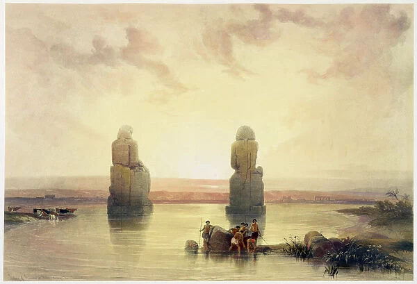 The Colossi of Memnon, at Thebes, during the Inundation, Egypt, c1845. Artist