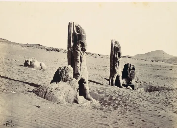 Framed Print : Colossi and Sphynx at Wady Saboua, 1857. Creator: Francis Frith Framed Print : Colossi and Sphynx at Wady Saboua, 1857. Creator: Francis Frith