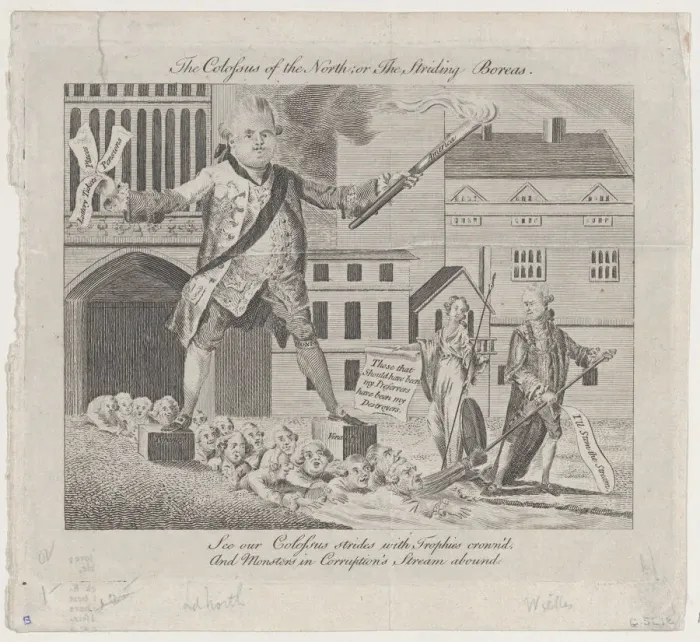 Framed Print : The Colossus of the North; or the Striding Boreas, December 1, 1774. December 1, 1774. Creator: Anon Framed Print : The Colossus of the North; or the Striding Boreas, December 1, 1774. December 1, 1774. Creator: Anon