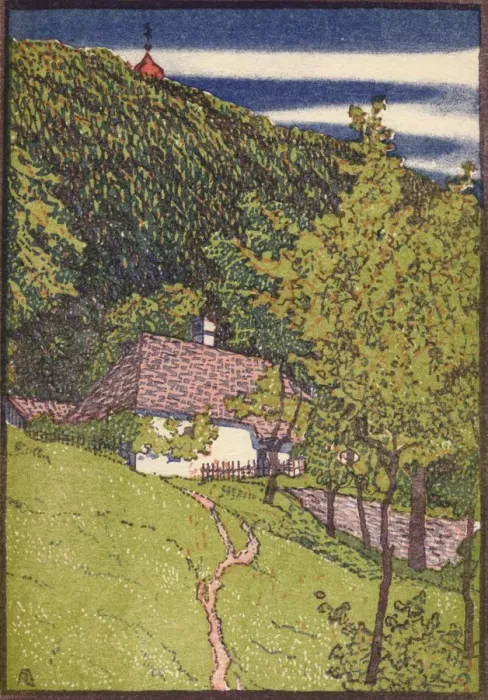 Framed Print : A coloured wood engraving, c1910. Artist: Rudolf Junk Framed Print : A coloured wood engraving, c1910. Artist: Rudolf Junk