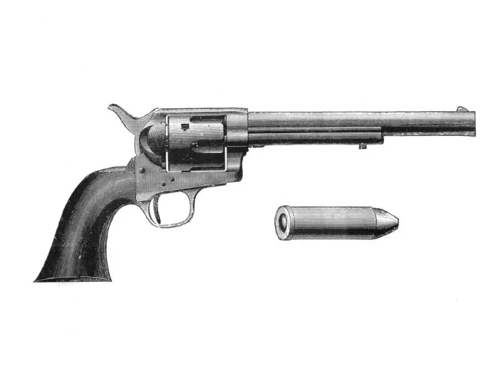 Framed Print : Colt Frontier revolver, invented by Samuel Colt (1814-62), c1890 Framed Print : Colt Frontier revolver, invented by Samuel Colt (1814-62), c1890