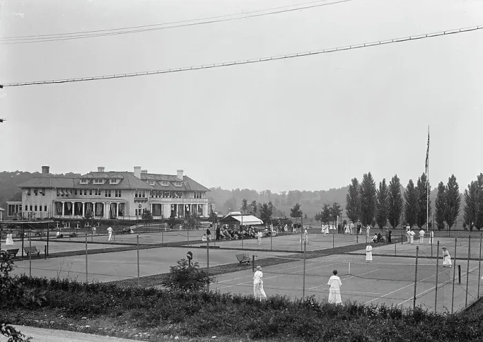Framed Print : Columbia Country Club - Tennis Courts, 1917. Creator: Harris & Ewing. Columbia Country Club - Tennis Courts, 1917. Creator: Harris & Ewing Framed Print : Columbia Country Club - Tennis Courts, 1917. Creator: Harris & Ewing. Columbia Country Club - Tennis Courts, 1917. Creator: Harris & Ewing