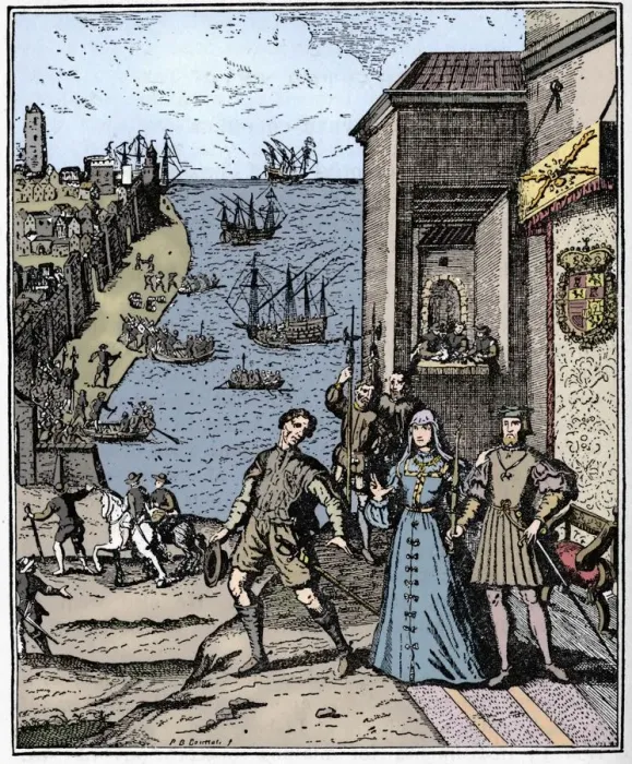 Framed Print : Columbus with Ferdinand and Isabella, (3rd August 1492), 1912 Framed Print : Columbus with Ferdinand and Isabella, (3rd August 1492), 1912