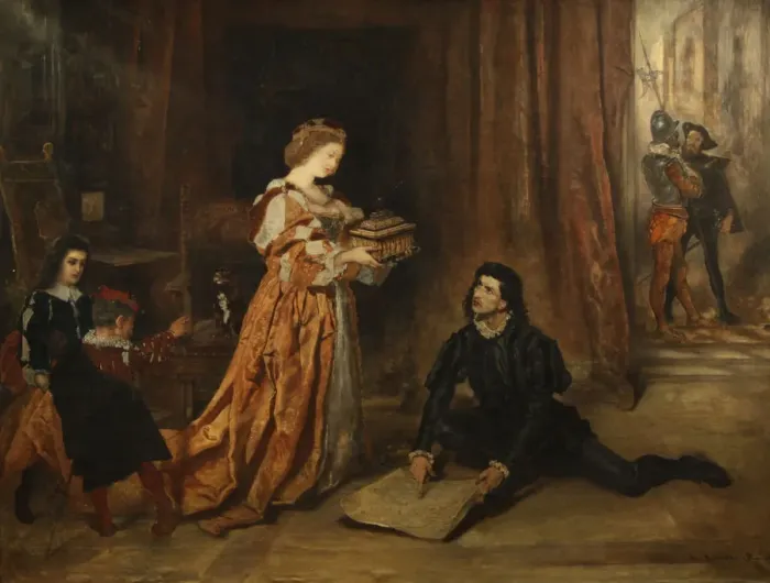 Framed Print : Columbus and Queen Isabella. Artist: Romako, Anton (1832-1889) Framed Print : Columbus and Queen Isabella. Artist: Romako, Anton (1832-1889)