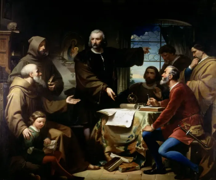 Framed Print : Columbus in the Rabida, oil of 1856, Christopher Columbus (1451-1506) Italian navigator Framed Print : Columbus in the Rabida, oil of 1856, Christopher Columbus (1451-1506) Italian navigator