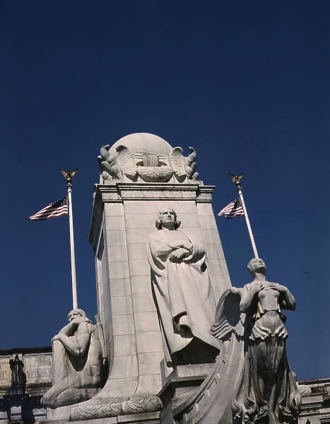 Columbus Statue in front of Union Station, Washington, D. C. ca. 1943. Creator: Unknown