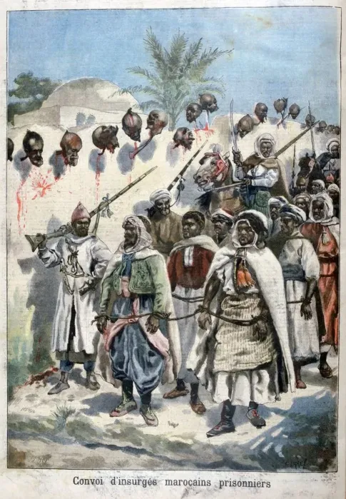Framed Print : Column of insurgent Moroccans taken prisoner at Tadla by Sultan Abdul-Hafizs army, 1897. Artist: F Meaulle Framed Print : Column of insurgent Moroccans taken prisoner at Tadla by Sultan Abdul-Hafizs army, 1897. Artist: F Meaulle