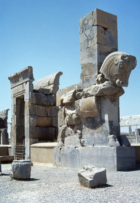 Framed Print : Column shaped like a bull, northern gate entrance, Palace of 100 Columns, Persepolis, Iran, 1994. Creator: LTL Framed Print : Column shaped like a bull, northern gate entrance, Palace of 100 Columns, Persepolis, Iran, 1994. Creator: LTL