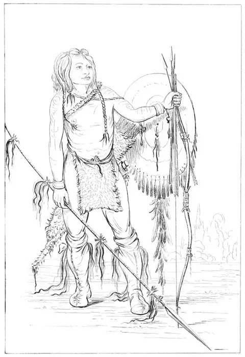 Framed Print : Comanche chief, the great Comanche village, 1841. Artist: Myers and Co