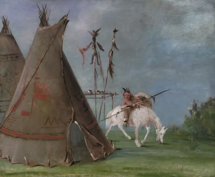 Framed Print : Comanche Lodge of Buffalo Skins, 1834-1835. Creator: George Catlin Framed Print : Comanche Lodge of Buffalo Skins, 1834-1835. Creator: George Catlin