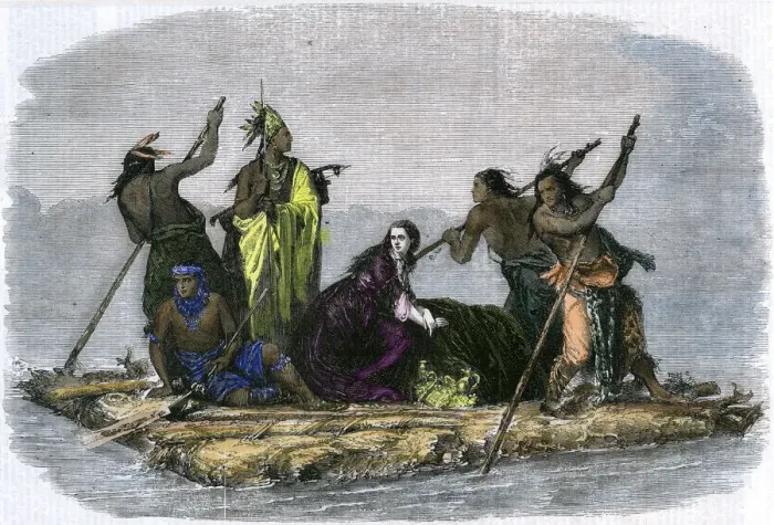 Framed Print : Comanches carrying off a captive girl, c1860 Framed Print : Comanches carrying off a captive girl, c1860