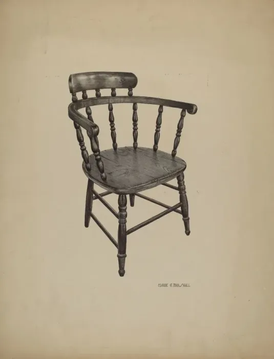 Framed Print : Comb Back Chair, c. 1940. Creator: Claude Marshall Framed Print : Comb Back Chair, c. 1940. Creator: Claude Marshall