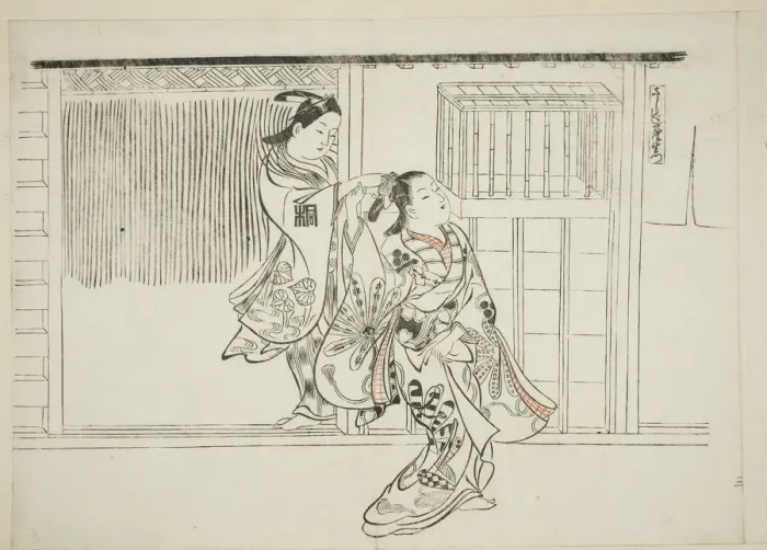 Framed Print : Comb Rashomon (Sashigushi Rashomon), no. 3 from a series of 12 prints depicting Framed Print : Comb Rashomon (Sashigushi Rashomon), no. 3 from a series of 12 prints depicting