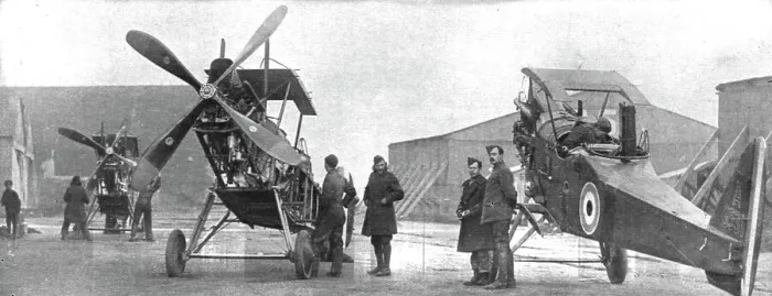 Framed Print : Combat Aerien; Parmi les forces alliees aerienes; Montage d'areoplanes repares dans un... 1917-18 Creator: Unknown Framed Print : Combat Aerien; Parmi les forces alliees aerienes; Montage d'areoplanes repares dans un... 1917-18 Creator: Unknown