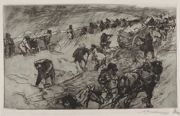 Combat contre la Neige, Quai aux Fleurs, 1890. Creator: Auguste Louis Lepere (French