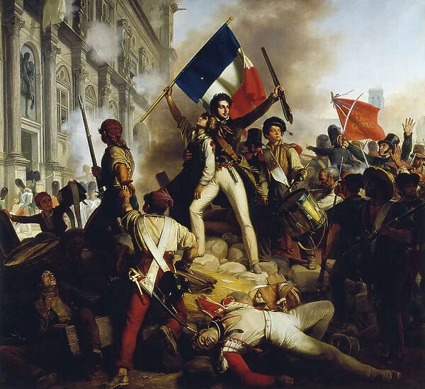 Combat devant l'Hôtel de Ville le 28 juillet 1830, 1833. Creator: Jean-Victor Schnetz