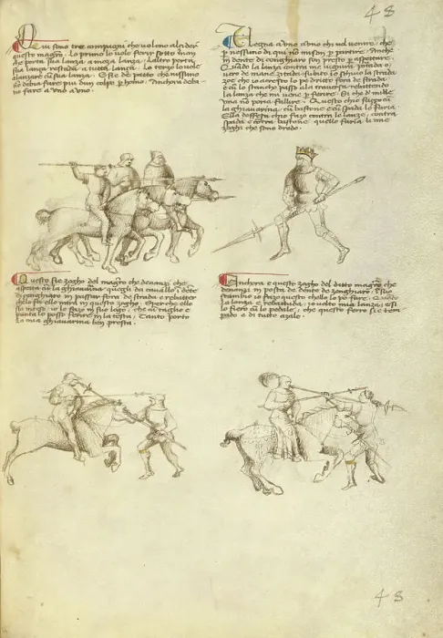 Framed Print : Combat against an Equestrian Opponent with Lance, about 1410. Creator: Unknown Framed Print : Combat against an Equestrian Opponent with Lance, about 1410. Creator: Unknown