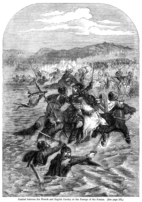 Framed Print : Combat between the French and English cavalry at the passage of the Somme Framed Print : Combat between the French and English cavalry at the passage of the Somme