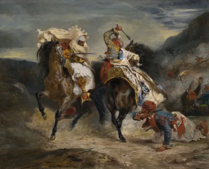 Framed Print : The Combat of the Giaour and Hassan, 1826. Creator: Eugene Delacroix Framed Print : The Combat of the Giaour and Hassan, 1826. Creator: Eugene Delacroix