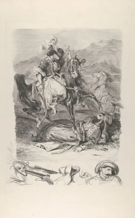 Framed Print : Combat of the Giaour and the Pasha, 1827. 1827. Creator: Eugene Delacroix Framed Print : Combat of the Giaour and the Pasha, 1827. 1827. Creator: Eugene Delacroix