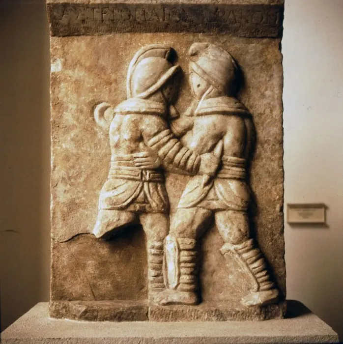Framed Print : Combat between two gladiators, Roman relief from Epheseus, c3rd century Framed Print : Combat between two gladiators, Roman relief from Epheseus, c3rd century