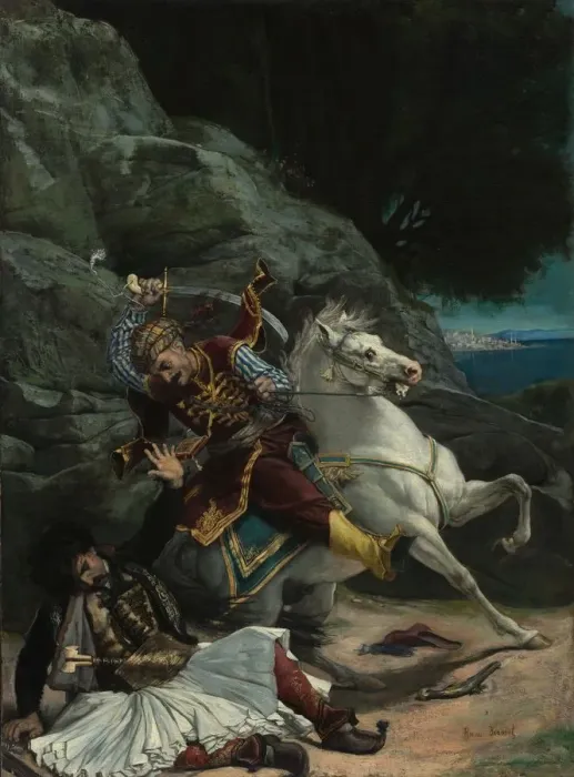 Framed Print : Combat of a Greek and a Turk, after 1835. Creator: Horace Vernet (French, 1789-1863), imitator of Framed Print : Combat of a Greek and a Turk, after 1835. Creator: Horace Vernet (French, 1789-1863), imitator of
