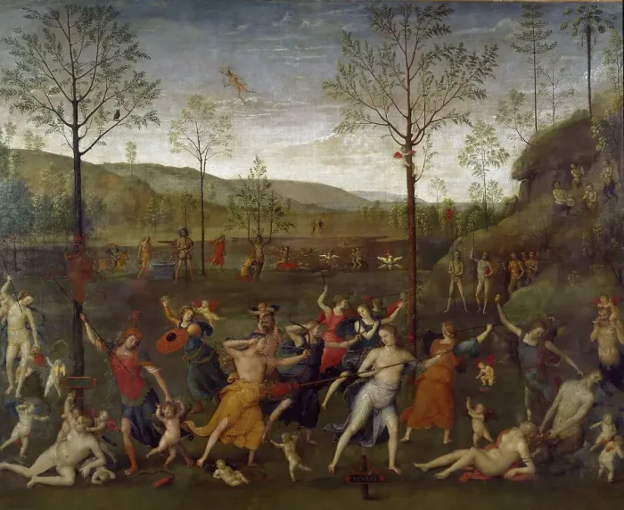 Framed Print : The Combat of Love and Chastity, 1503-1505. Creator: Perugino (ca. 1450-1523) Framed Print : The Combat of Love and Chastity, 1503-1505. Creator: Perugino (ca. 1450-1523)