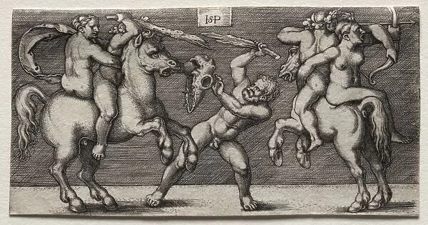 Combat of Three Men, 1546-1547. Creator: Hans Sebald Beham (German, 1500-1550)