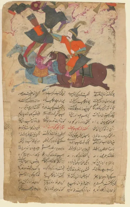 Framed Print : Combat scene from the epic Shahname by Ferdowsi, 1780. Artist: Iranian master Framed Print : Combat scene from the epic Shahname by Ferdowsi, 1780. Artist: Iranian master