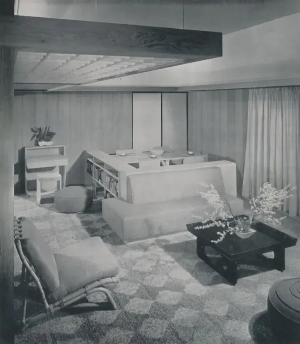 Framed Print : A combination living and dining room, 1942 Framed Print : A combination living and dining room, 1942