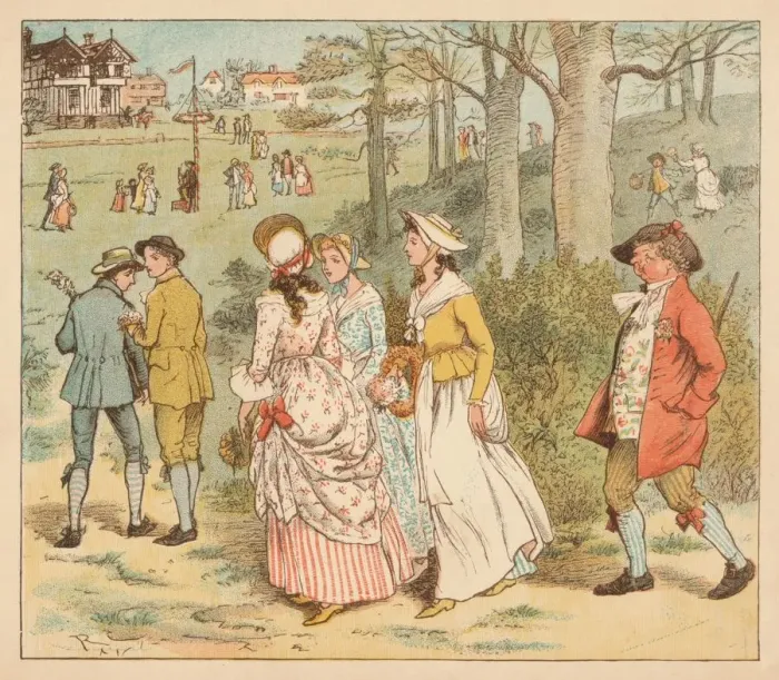 Framed Print : Come Lasses and Lads, c1885, (1934). Creator: Randolph Caldecott Framed Print : Come Lasses and Lads, c1885, (1934). Creator: Randolph Caldecott