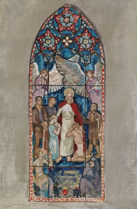 Framed Print : Come to Me, sketch for a stained glass window in Pori Church, 1924. Creator: Magnus Enckell Framed Print : Come to Me, sketch for a stained glass window in Pori Church, 1924. Creator: Magnus Enckell