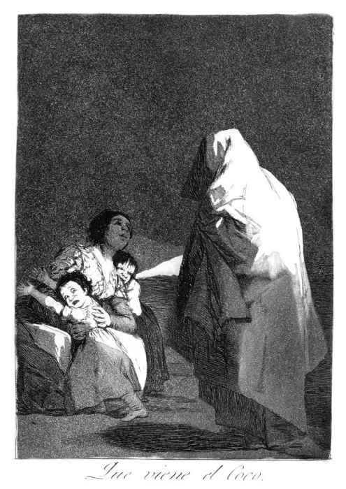 Framed Print : Here comes the bogeyman, 1799. Artist: Francisco Goya Framed Print : Here comes the bogeyman, 1799. Artist: Francisco Goya