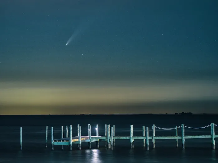 Framed Print : Comet Over The Bay. Creator: Eve Turek Framed Print : Comet Over The Bay. Creator: Eve Turek